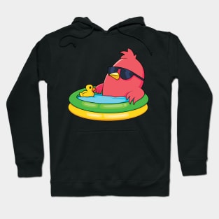 Cool and Relaxed Swimming Sunglasses Bird in a Pool Hoodie